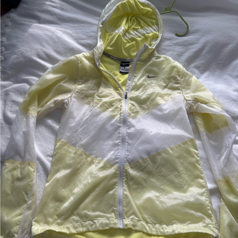 Nike Yellow and White Windbreaker Jacket